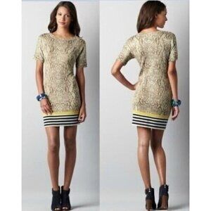 Ann Taylor LOFT Women’s Sz XS Tan Snake Skin Print 100% Merino Wool Dress